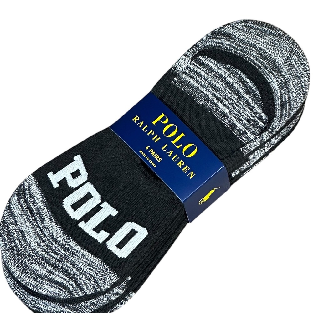 Polo Ralph Lauren‎ Socks NWT Women 9-11 Black Grey No-Show Liner 6 Pairs